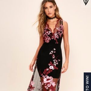 Work the Bloom Wine Red and Black Embroidered Maxi